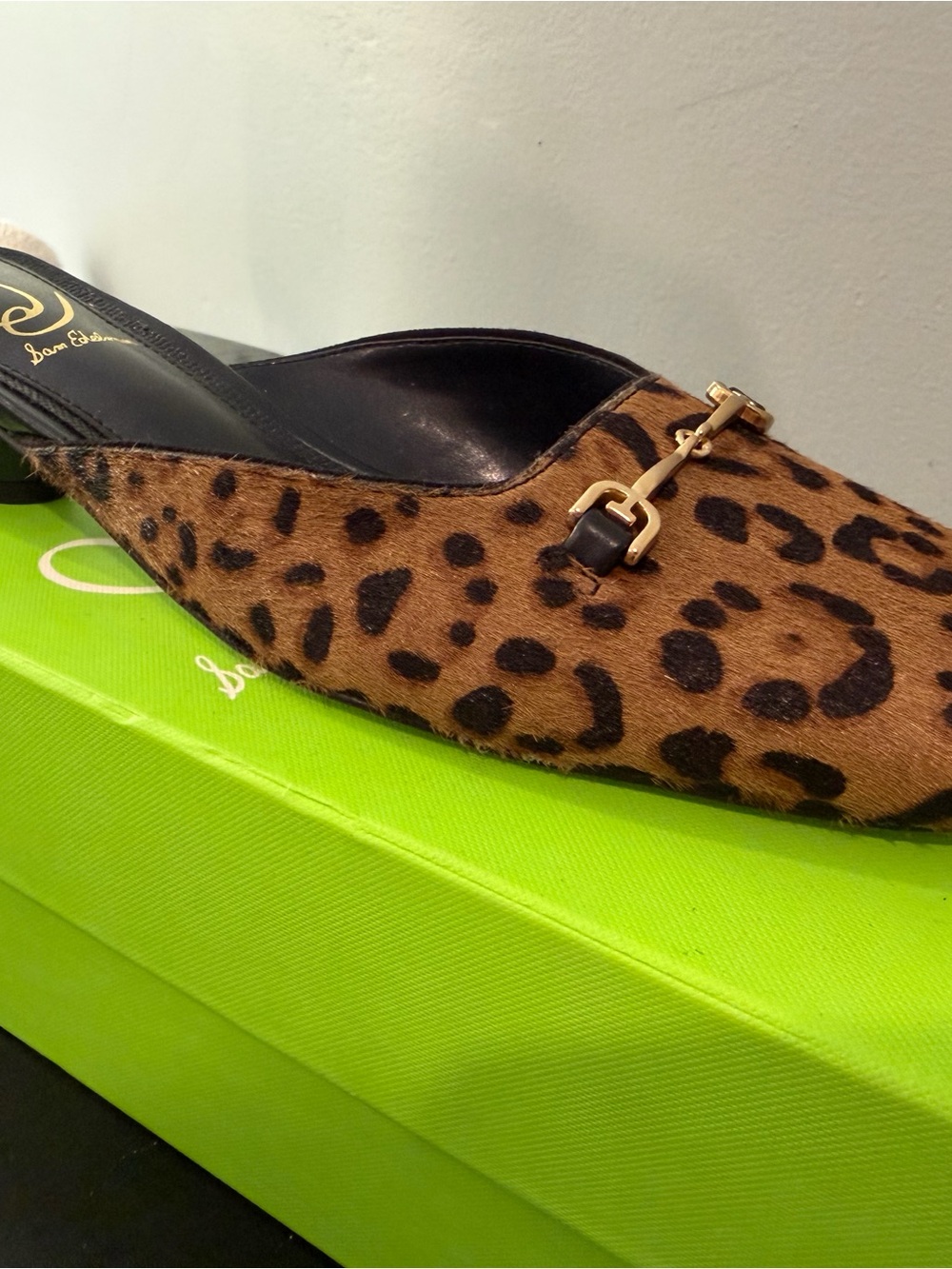 Sam Edelman Leopard-Print Mule with Gold Bit